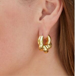 Savvy Cie 14K Gold Plated Freeform Twist Hoop Earrings